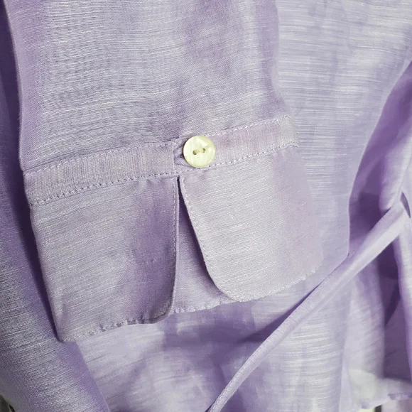Ann Taylor Lavender Linen Silk Wrap Blouse Women’s Size 4 - Picture 4 of 6